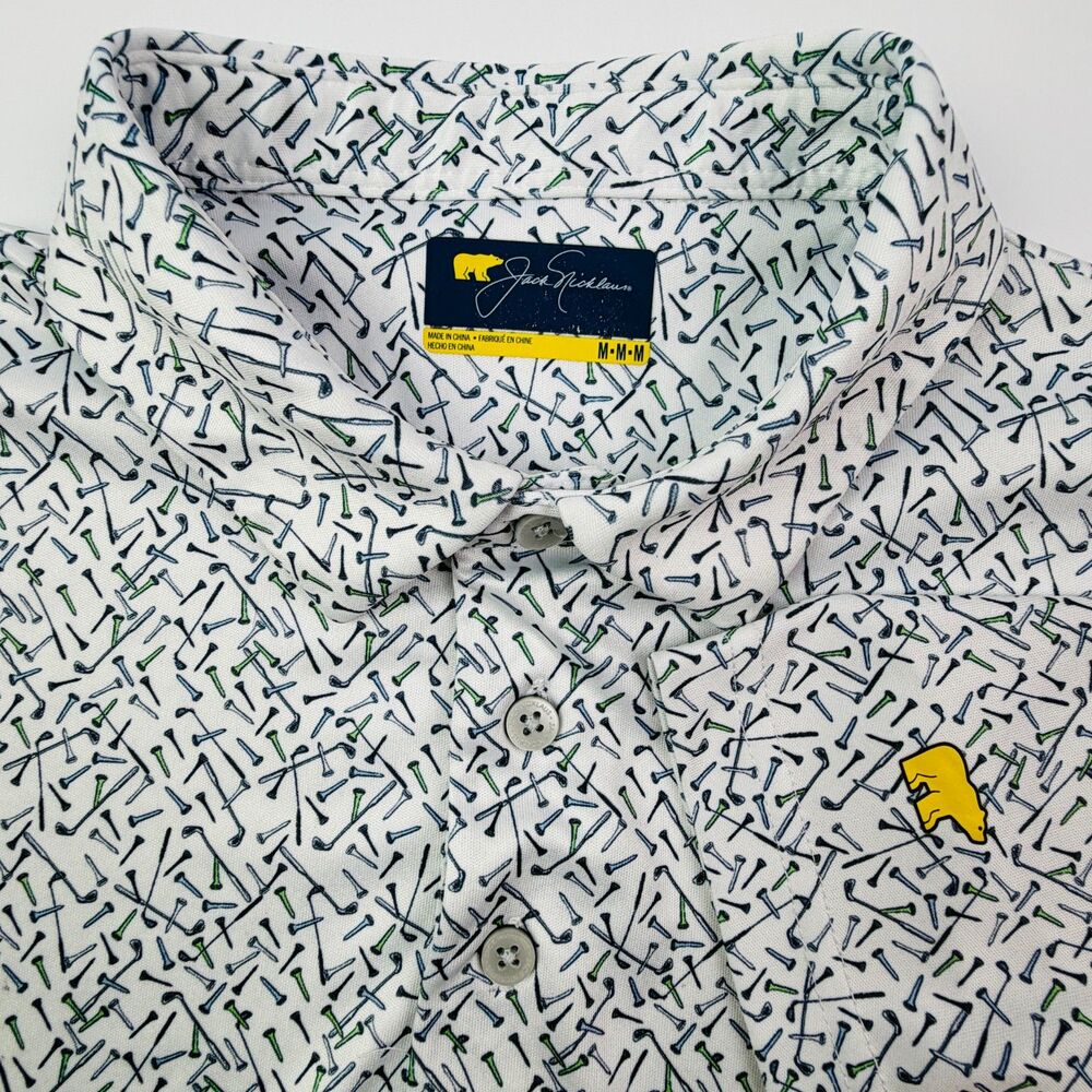 Jack Nicklaus Golden Bear Golf Tee Print Polo Medium